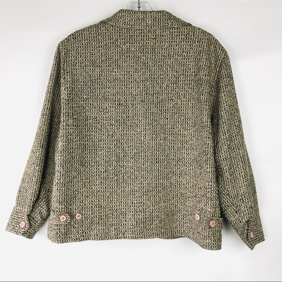 Ann May tan black woven 100% silk zip front jacket - Picture 8 of 8